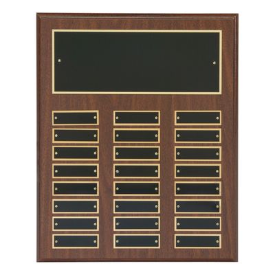 Perpetual Plaque with 24 Black Brass Plates, Cherry Finish