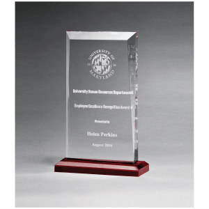 Apex Series Clear Acrylic Award with Red Highlights and Red Base