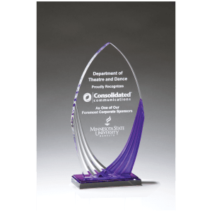 Tidal Series Acrylic with Printed Violet Accent and Violet Mirror-Topped Base