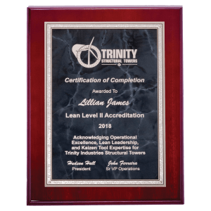 Gray Marble/Silver Florentine Border Aluminum Plate/Rosewood High Lustr Plaque