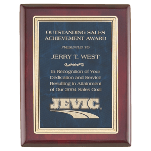 Rosewood "Piano Finish Plaques, Sapphire Marble Florentine Designer LaserFX Plate