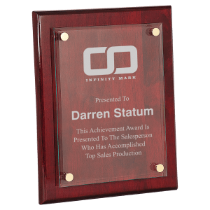 Rosewood Piano Finish Floating Glass Plaque