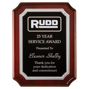 Silver Florentine Border w/Textured Black Center on Rosewood Piano Finish Plaque