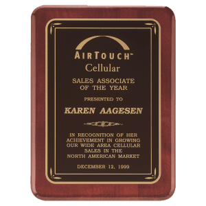 Rosewood Piano Finish Plaques with Black "Florentine Designer LaserFX Plates