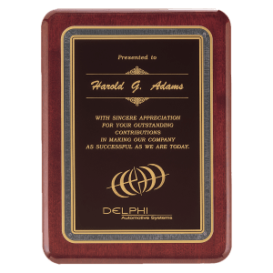 Rosewood Piano Finish Plaques with Black Florentine Designer 'LaserFX Plates