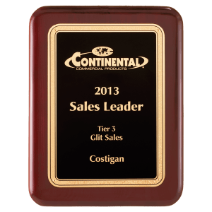 Textured Black/"Gold Florentine Border LaserFX Plate/Rosewood Piano Finish Plaque