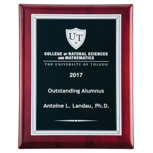 Textured Black/Silver Florentine Border Plate/on a Rosewood Piano Finish Plaque