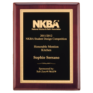 Textured Black/Gold Florentine Border LaserFX Plate/Rosewood Piano Finish Plaque