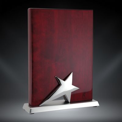 Metal Star &amp; Rosewood Desk Plaque