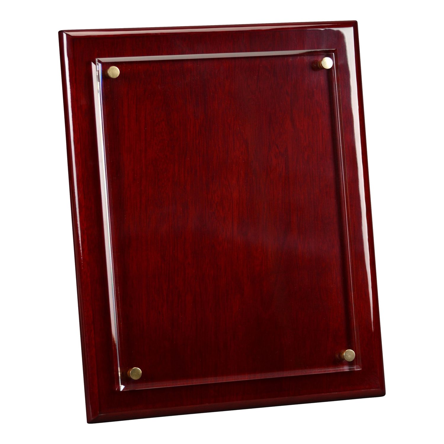 Standing Piano Finish Plaque with Acrylic, Rosewood / Gold