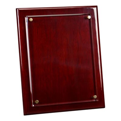 Standing Piano Finish Plaque with Acrylic, Rosewood / Gold