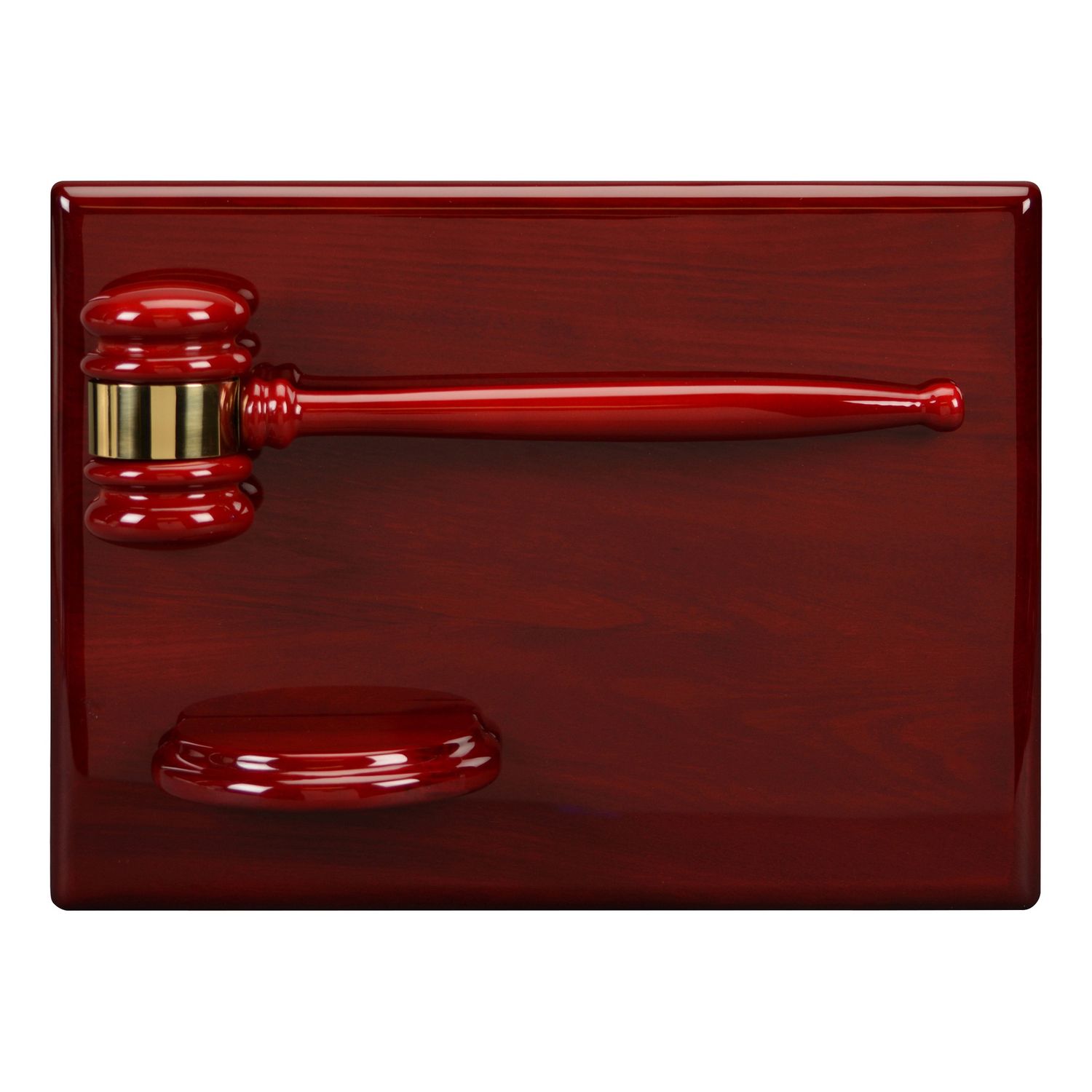 Gavel Plaque with Block, Piano Finish Rosewood