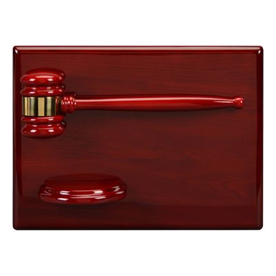 Gavel Plaque with Block, Piano Finish Rosewood