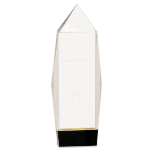 Large Clear Crystal Facet Rectangle on Black Base