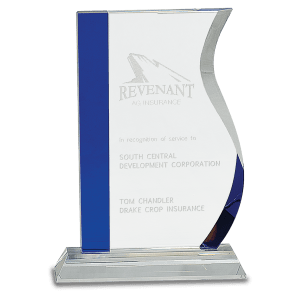 Medium Blue Edge Crystal Wave on Clear Base