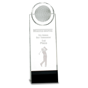 Medium Clear/Black Crystal Standup with 3D Golfer