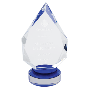 Medium Diamond Crystal on Black &amp; Clear Round Base
