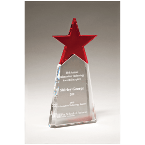 Red Crystal Star on Clear Crystal Base