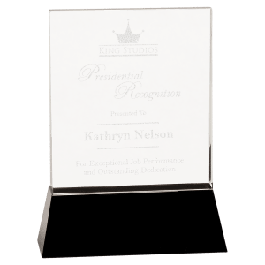 Small Clear Crystal Rectangle Wedge on Black Base