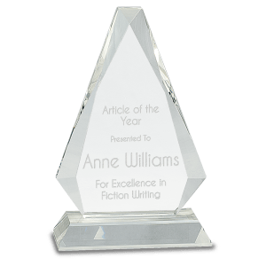Small Clear Crystal Triangle on Clear Pedestal Base