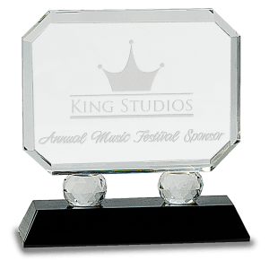 Small Rectangle Crystal on Black Pedestal Base