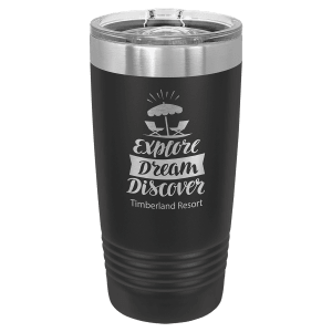 Black with Silver Ring 20 oz. Polar Camel Ringneck Tumbler with Slider Lid