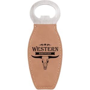 Light Brown Leatherette Magnetic Bottle Opener