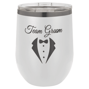 Polar Camel 12 oz. White/Ghost Black ION-Plated Stemless Wine Tumbler with Lid