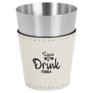 White Leatherette Shot Glass