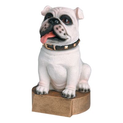 Mascot Bobblehead Resin, Bulldog White