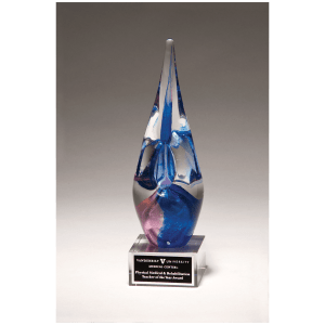 Blue &amp; Violet Art Glass with Black Laserable Aluminum Plate