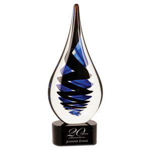 Black Twist Raindrop Art Glass