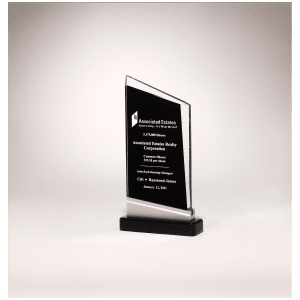 Beveled Clear Glass with Black Silkscreen and Silver Aluminum Accent Base