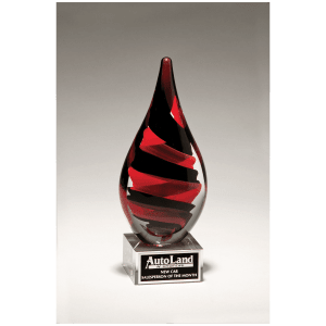 Black and Red Helix Teardrop with Black Laserable Aluminum Plate