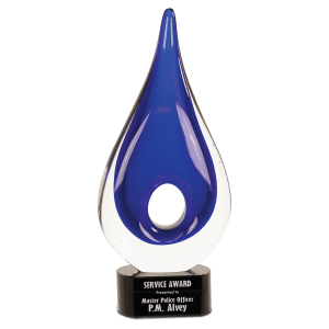 Blue Round Window Raindrop Art Glass