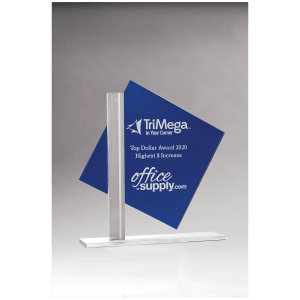 Diamond Series Blue Silkscreened Glass with Brushed Aluminum Post and Base