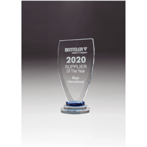Chalice Series Sapphire Glass Award with Blue and Clear Glass Pedestal Base