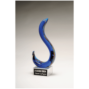 Modern Swan Design Art Glass with Black Laserable Aluminum Plate