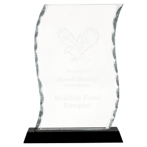 Medium Scroll Facet Glass on Black Base