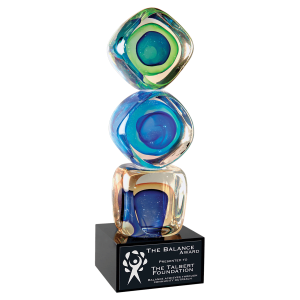 Stacked Blocks Art Glass with Square Black Base