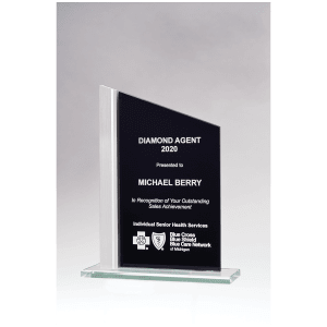Zenith Series Black Silkscreened Glass with Brushed Aluminum Post