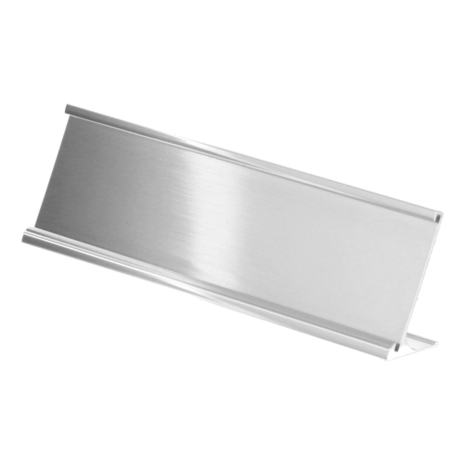 Metal Desk Nameplate Holder, Silver