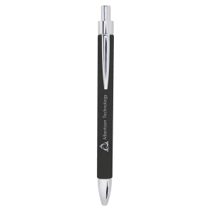 Black/Silver Leatherette Ballpoint Pen