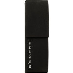 Black/Silver Leatherette Double Pen/Pencil Case