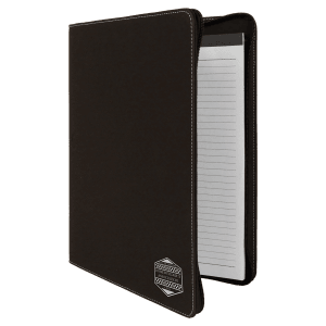 Black/Silver Leatherette Portfolio with Zipper
