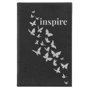 Black/Silver Leatherette Sketch Book with White Unlined Paper