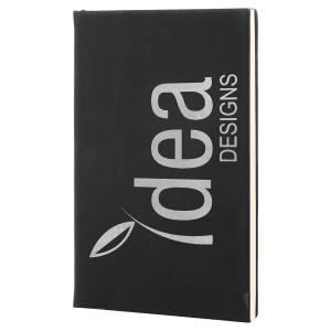 Black/Silver Leatherette 110 Page Bound Journal with Ribbon Bookmark