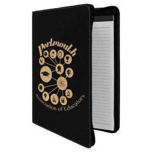 Black/Gold Leatherette Portfolio with Zipper