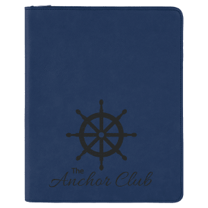 Blue Leatherette Portfolio with Zipper