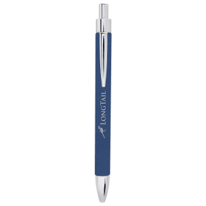 Blue/Silver Leatherette Ballpoint Pen